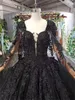 Black Ball Gown Wedding Dresses Vintage lace wearing long tail shawl Galaxy Weight manual HS3108