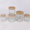 220ml 315ml 450ml empty clear glass candle jar with metal bamboo cork lid for candle making in bulk wholesale price ship by sea only LL
