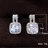 Charme Huitan Mode Argent Couleur CZ Boucles D'oreilles pour Les Femmes Bling AAA Blanc Zircon Cubique Déclaration Bijoux 230823