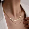 Kedjor bladkedja choker hals rostfritt stål länk mode kvinnor halsband guld färg flerskikt mashup smycken för 2023