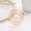 Bangle Kmvexo Trendy Hollow Wide Retro Braid Opening Gold Color Flower For Women Jewelry Fashion Punk Ladies