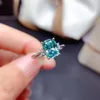 Cluster Rings Meibapj 3 S Green Moissanite Diamond Rectangle Ring for Women 925 Sterling Silver Fine Wedding Jewelry