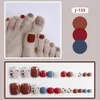 Valse nagels 24 pc's teennagel kleurrijk patroon draagbare manicure gereedschap druk op voet nagel diy acryl kunstmatige teen tips