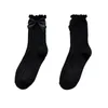 Women Socks White Black Bowknot Lolita Princess Sweet Japanese Anime Cosplay Sock Cute Ruffle Cotton Uniform Soxs JK Female