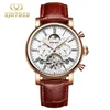 Wristwatches KINYUED Men Tourbillon Watches Automatic Wristwatch Mechanical Business Watch Moon Phase Casual Leather Straps Waterproof Clock