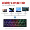 HXSJ Gaming Keyboard 61 Keys RGB Backlit 60% 60 Business Keyboard US Wired Wireless Bluetooth Mini Compact PC Gamer MAC PS4 HKD230812