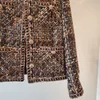 Kadın Ceketleri Koyu Kahverengi Ekose Tweed Ceketler Ceket Kadınlar Lüks Yünlü Hırgalar Tek Göğüslü Sonbahar Kış Giyim Cepleri D151 230823