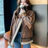 Women's Leather Vintage Thick Warm Faux PU Shearling Jacket Women Autumn Winter Long Sleeve Coat Outerwear Chaqueta Mujer