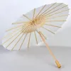 Fans Bruiloft Bruid Parasols Wit Papier Paraplu Houten Handvat Japanse Chinese Craft 60 cm Diameter Paraplu clephan