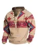 Men's Hoodies Autumn Winter Pullover Hoodie Men Outdoor Hiking Sweatshirt Tops Ethnic Print Long Sleeve Loose