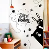 Wall Stickers Nordic Style Cartoon Animal Black Decorative For Kids Home Decor Art Design Decals Door Sticker