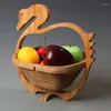 Plates Bamboo Dried Fruit Plate Folding Basket Fashion Creative Tray Wood Products Craft Home Decorations