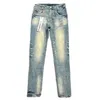 Lila Designer Jeans Herren Jeans lila Jeans Designerhosen Pantalone Herren Jeans zerrissen Jeans gerade reguläre Jeans Denim Tränen gewaschen alte Jeans Long Jeans Ll