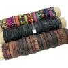 Оптовые брюки 50 ПК/лот панк -винтажная манжета Широко -кожаные мужские браслеты для женщин браслетов ручной работы в ретро -плетении.