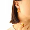 Boucles d'oreilles créoles Lin Shan en acier inoxydable 316L carré Huggie minimaliste en métal plaqué or bijoux imperméables pour femmes filles