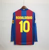 Long sleeved 2007 2008 home soccer jerseys Vintage classic jersey Ronaldinho Messitto Opuyol Iniesta 07 08 Final xavi puyol deco giuly larsson eto football shirts