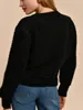 Tricots pour femmes Femmes Noir Tricot Pull Lurex O-Cou Simple Boutonnage 2023 Début Printemps Vintage Dames Cardigan