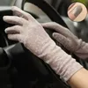 Five Fingers Gloves 2023 Fashion Women Mid long Summer Cotton Black Print Cycling Thin Touch Screen Bike Car Driving for 230824