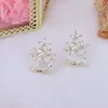 Ear Cuff Korea Design Fashion Jewelry 14k Real Gold Plating Zircon Flower Square Glassörhängen Elegant Womens Wedding 230823