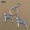 Keychains elfin 2023 트렌디 스탠딩 시베리아 허스키 키 체인 금색 은색 동물 애완 동물 기념 보석 자동차 반지