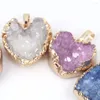 Colares pendentes Ys YS Natural Stone Cluster Heart Love das crianças Cristal azul simples