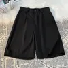 Men's Shorts Retro Solid Color Suit Summer Thin Casual Pockets Five-point Pants Elastic Waist Button Loose Short