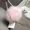 Factory wholesale women shoulder bags 3 colors luxury sweet fire chicken feather chain bag street fashion round Mao Mao handbags daily Joker Pearl handbag 10777#