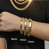 Bangle Hip Hop Rock Jewelry Free Custom Name 18K Gold Plated Miami Cuban Link Chain Stainless Steel Bracelet For Men 230824