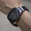 Armbandsur Personlig kreativ triangel Automatisk mekanisk klocka Mäns fin vattentät med stålband gata cool stilig