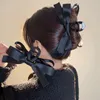 ヘッドウェアヘアアクセサリーブラックボウグラブクリップガールズエレガントポニーテールブレードクロースウィートサメクラブカード韓国の絶妙な230823