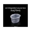 75 ml 3oz engångsplastsås koppar med locket kryddor chutney box clear take-out box mat takeaway liten lagringslåda 100 st sn302o