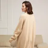 Malhas femininas de comprimento médio Cardigan Spring Autumn Autumn Pure Cashmere Casal solto cor sólida Manga longa Sweter versátil