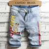 Patchs concepteur déchiré Denim Shorts Hombre été Hip Hop jean court hommes droit Denim Shorts Patch pantalon hommes jean Shorts288F