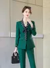 Conjunto de calças de duas peças femininas blazer e terninho 2 peças chique elegante cachecol gola roupas de escritório roxo feminino calças topos ternos