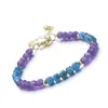 Strand redonda e cubo Apatite Sunstone Amethyst Lapis Labradororite Amazonite Bracelet de Bread de Pedra Natural