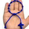 Bangle 12 peças corda de nylon nodado cruzamento rosário religioso pulseiras atacadistas promocionais de pulseras artesanais decenarios jóias 230824