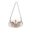Fashion Contrast Color Small Round Bag Saddle Bag 2023 Autumn New Style Versatile Women's One Shoulder Crossbody Bag