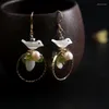 Серьги натуральная жемчужная серебряная игла Fritillaria Fashion Ladies Amethyst уши висят Перидот