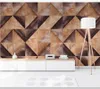 Tapeten Geometrische Mosaik Holzmaserung 3D Tapete Papel De Parede Wohnzimmer TV Sofa Wand Schlafzimmer Restaurant Café Bar Wandbild