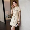 Kvinnors kostymer Summer Casual Long Blazer Women Fashion Double Breasted Blazers Mini Dress Ladies Korean Chic Loose Slim Office Jackets Coats