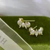 Серьги для гвоздиков японский и корейский дизайн Zircon Pearl изысканный малый ежедневный C-образный бренд 2023 ниша простые женщины простые женщины