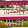 Dangle Oorbellen 6 paar/set Zoete Roze Kristal Kers Vlinder Drop Set Voor Vrouwen Hart Engel Yin Yang Bloem Oorbel Sieraden