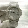 Wysokiej jakości zegarki męskie pełne mrożone diamentowe zegarek 316 zegarek ze stali nierdzewnej Diamond Face Watch Automatyczny mechaniczny WR255D