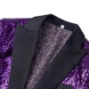 Мужские костюмы Blazers серебристые и фиолетовые голубые блестки с воротником