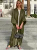 Этническая одежда Eid Jellaba abaya Dubai Shiny Shiny Soft Mount Sliceves Мусульманское платье шелковистое кимоно Дубай Турция Мусульманское платье Ислам Абайас с поясом Wy56 230824