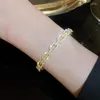 Bangle Real Gold Ploated Zirkoon Chain Open Bracelet Dongdaemun Super Flash Temperament hoogwaardige sense mode sieraden