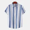 Mäns avslappnade skjortor 2023 sommar överdimensionerade hawaiian högkvalitativ skjorta herr designer kläder vertikala stripe strand kort ärm vintage män