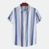 Men's Casual Shirts 2023 Summer Oversized Hawaiian High Quality Shirt Mens Designer Clothes Vertical Stripe Beach Short Sleeve Vintage Men