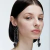 Hängen Europa Designer Heart Shaped Tassel Crystal Ear Clip Earring Halsband Luxury Set Women Vintage Jewelry Top Quality Runway Trendy