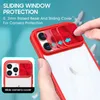 For iPhone 14 Pro Max Sliding Camera Protection Phone Case for iPhone 13 12 11 Pro 6 7 8 Plus Lens Push Window Clear Cover Case